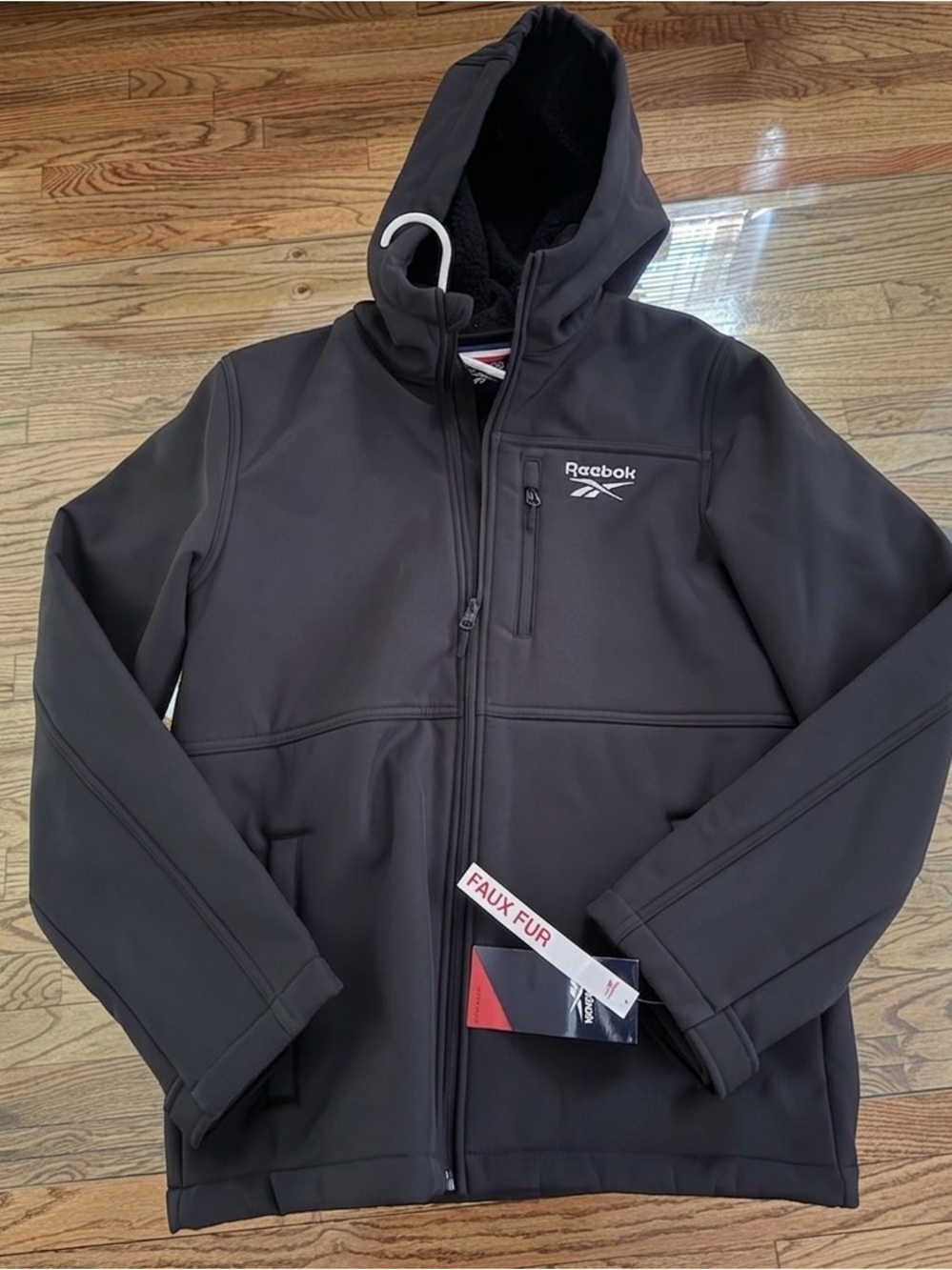 Reebok KIDS Black Hooded Faux-Fur Lined Performance Jacket NWT BRAND NEW